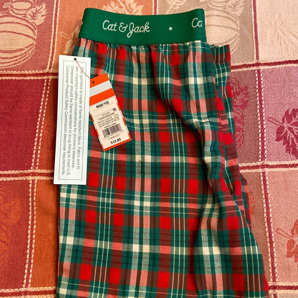 Cat & Jack kids unisex holiday pj bottoms, kids M 8/10